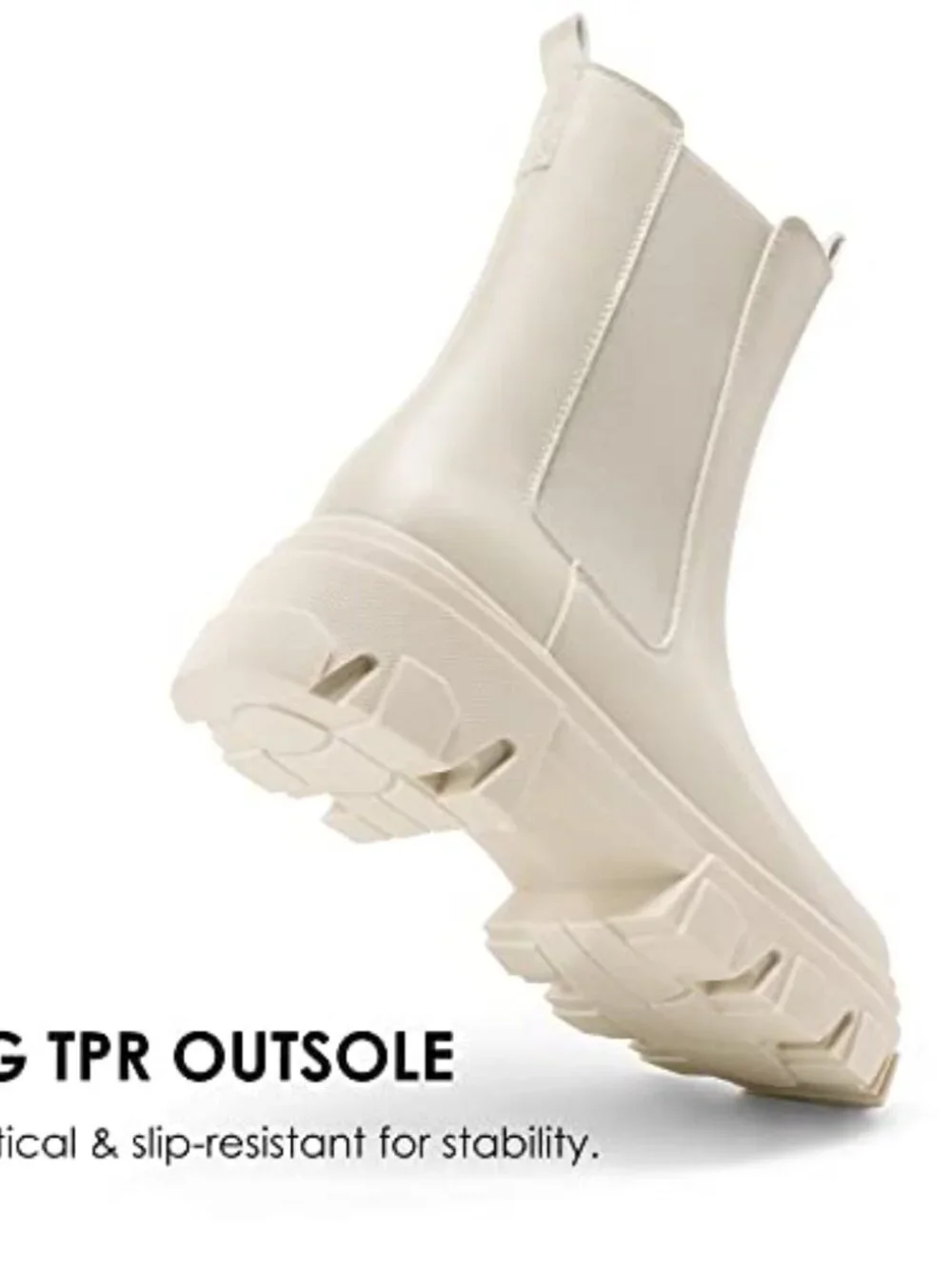 Mid Calf Chelsea Platform Combat Booties Lug Sole Slip On Chunky Ankle Boots